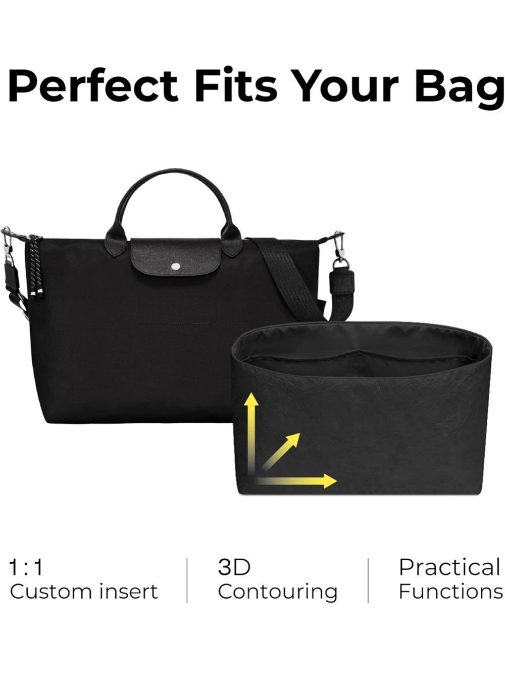 Tote Bag Organizer Insert for Le Pliage Energy L Handbag 1482/lb2-2 - Picture 3 of 10